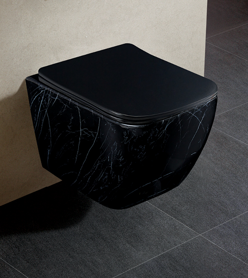 Marquina Glossy Finish Rimless Wall Hung WC with  UF Slim Seat Cover – Aquant India